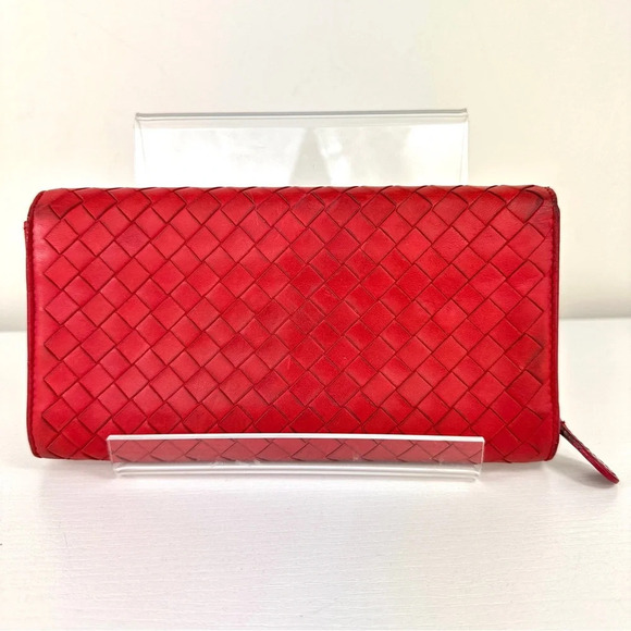 Bottega Veneta Red Intrecciato Woven Leather Wallet Authentic | Made in Italy - Picture 2 of 15